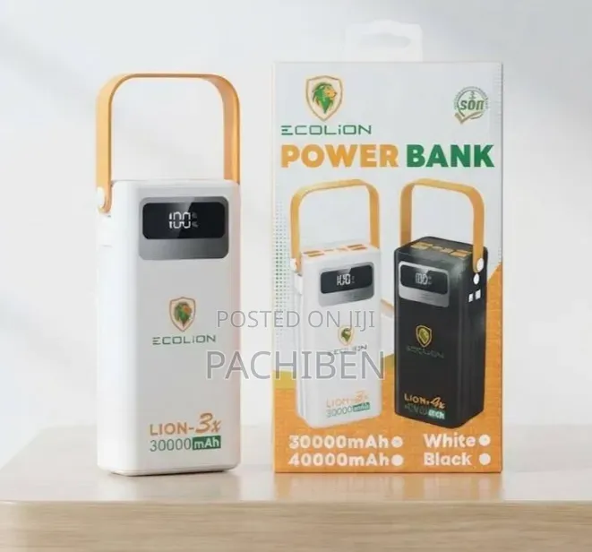 Eco Lion 30000maH Power Bank (With iPhone and Type C Cord Attached)