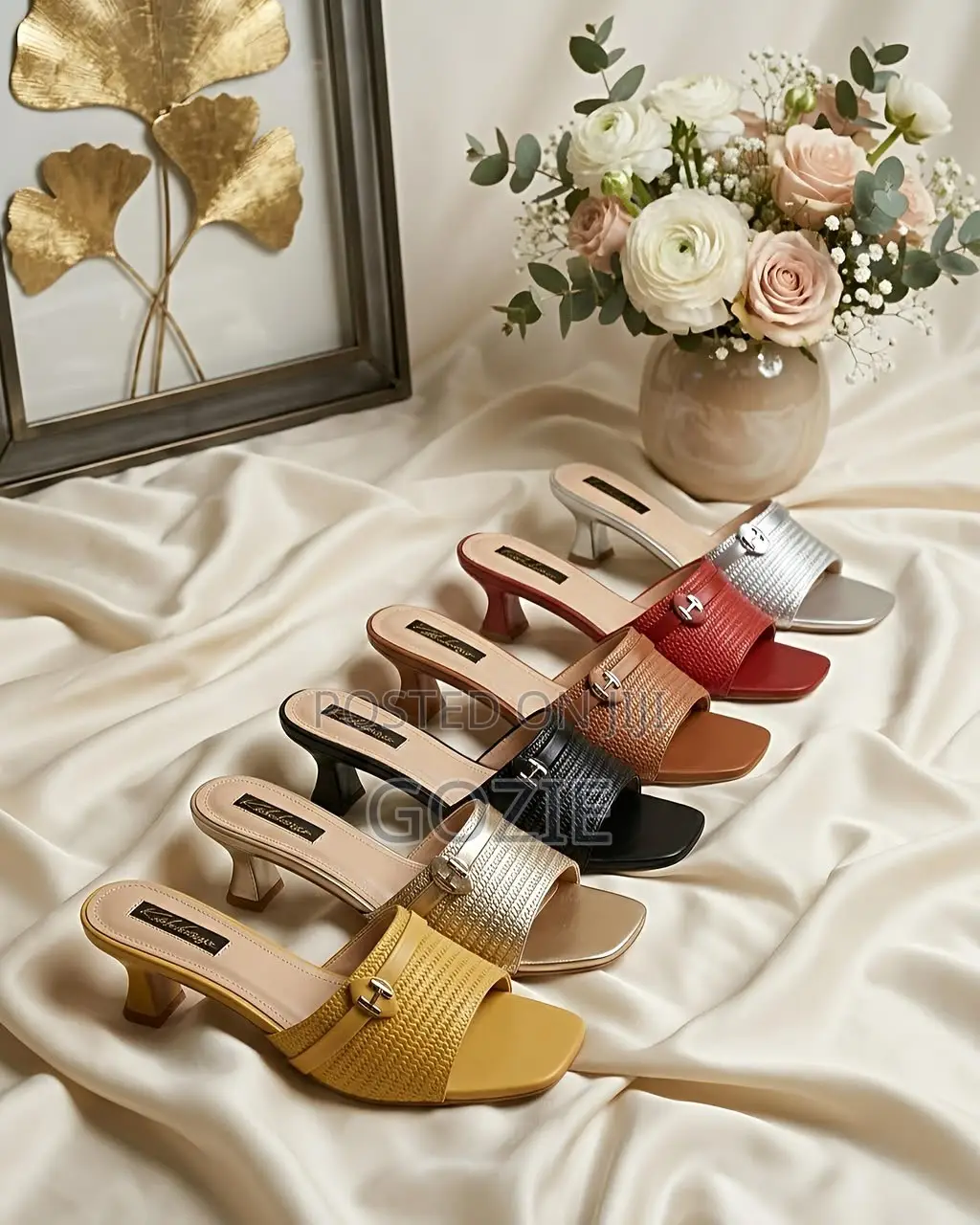 Leather Kitten Heel Slippers