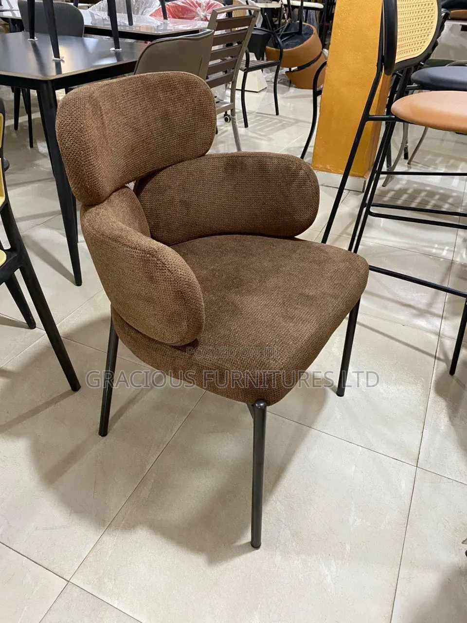 Imported Brown Dining Accent Chair