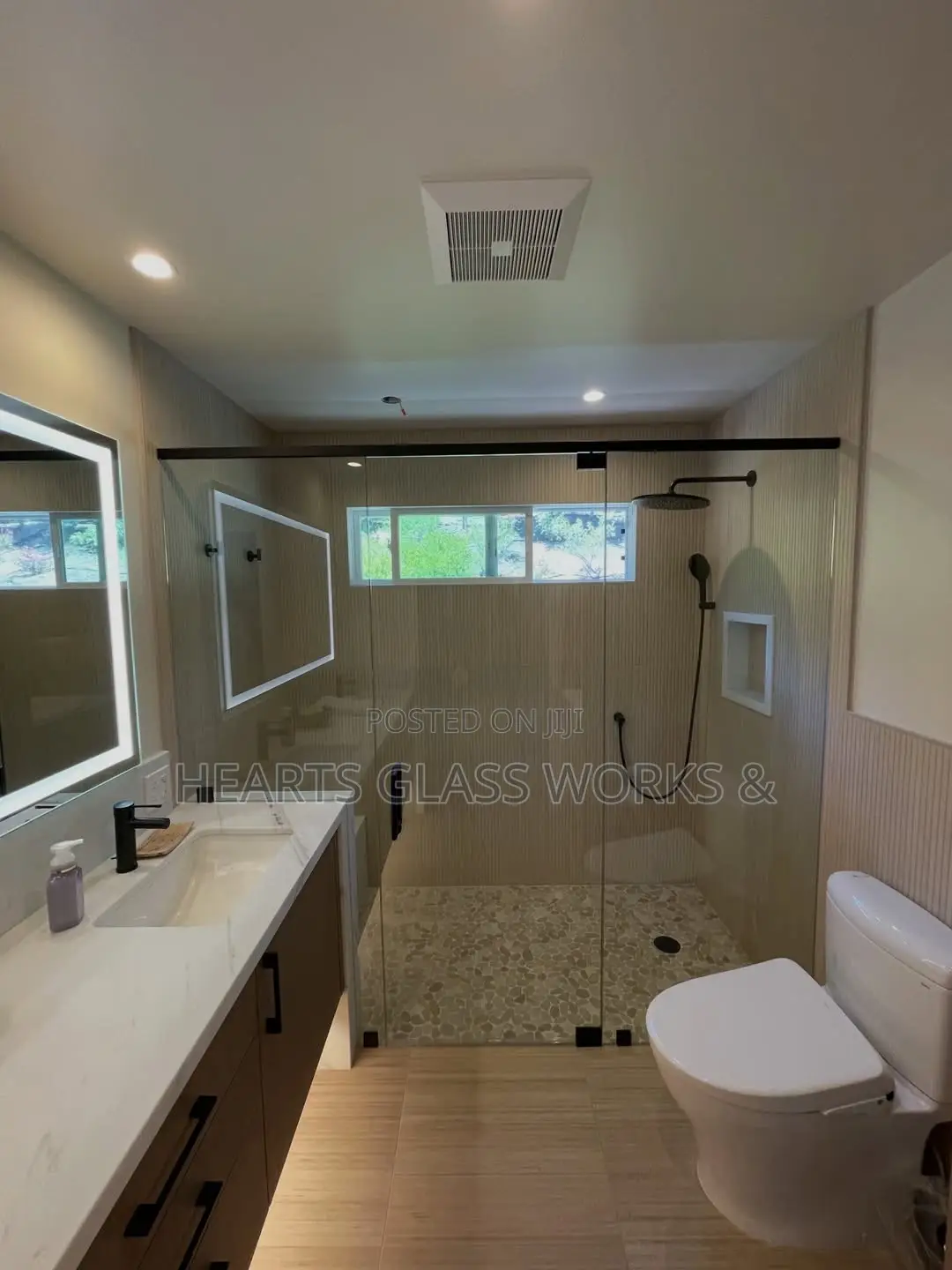 Frameless Glass Door With Fixed Side Panels