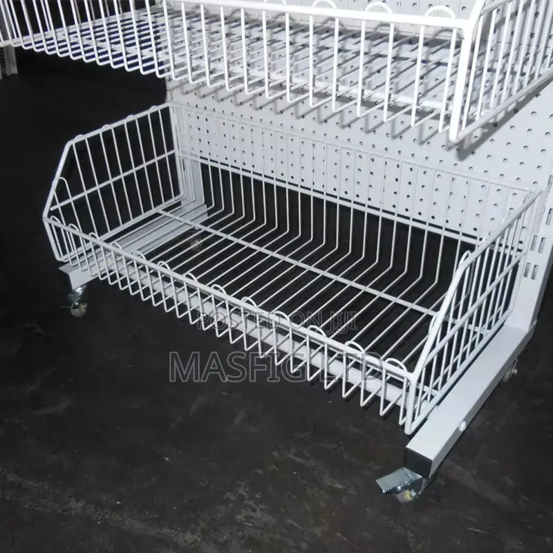 Caged Layer Basket (White) Supermarket Shelves