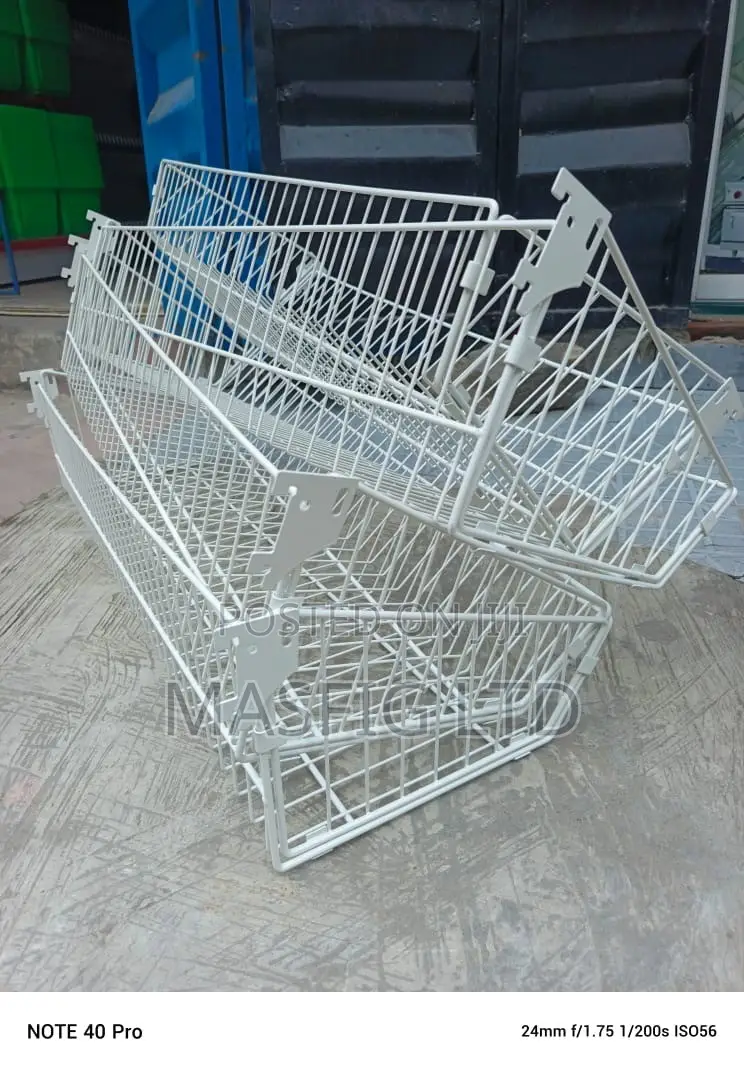 Caged Layer Basket (White) Supermarket Shelves