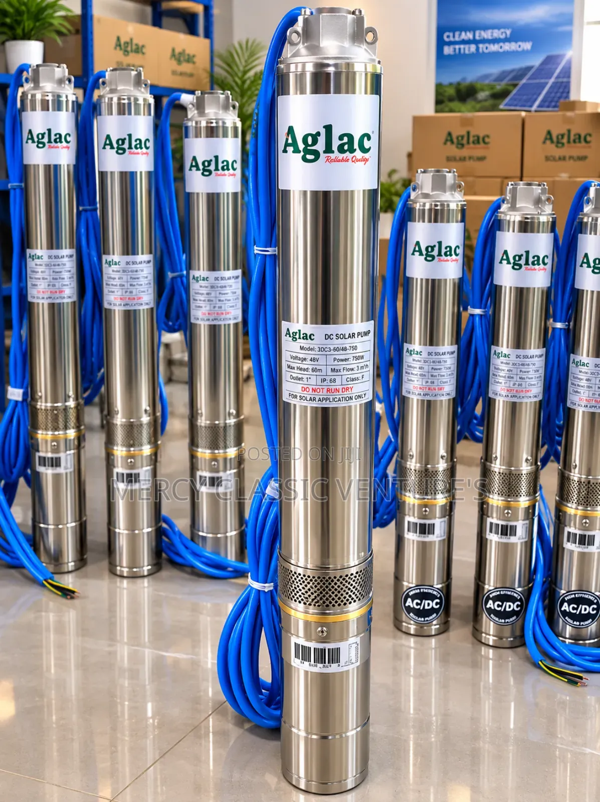 Aglac DC Solar Submersible Water Pump – Stainless Steel