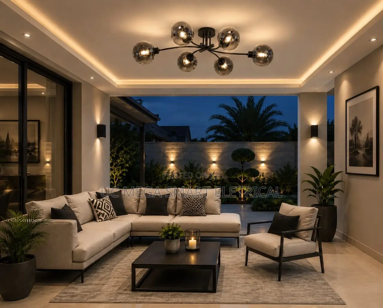 Modern Glass Ball Led Chandeliers Luxury Molecular Ceiling Lamp Black