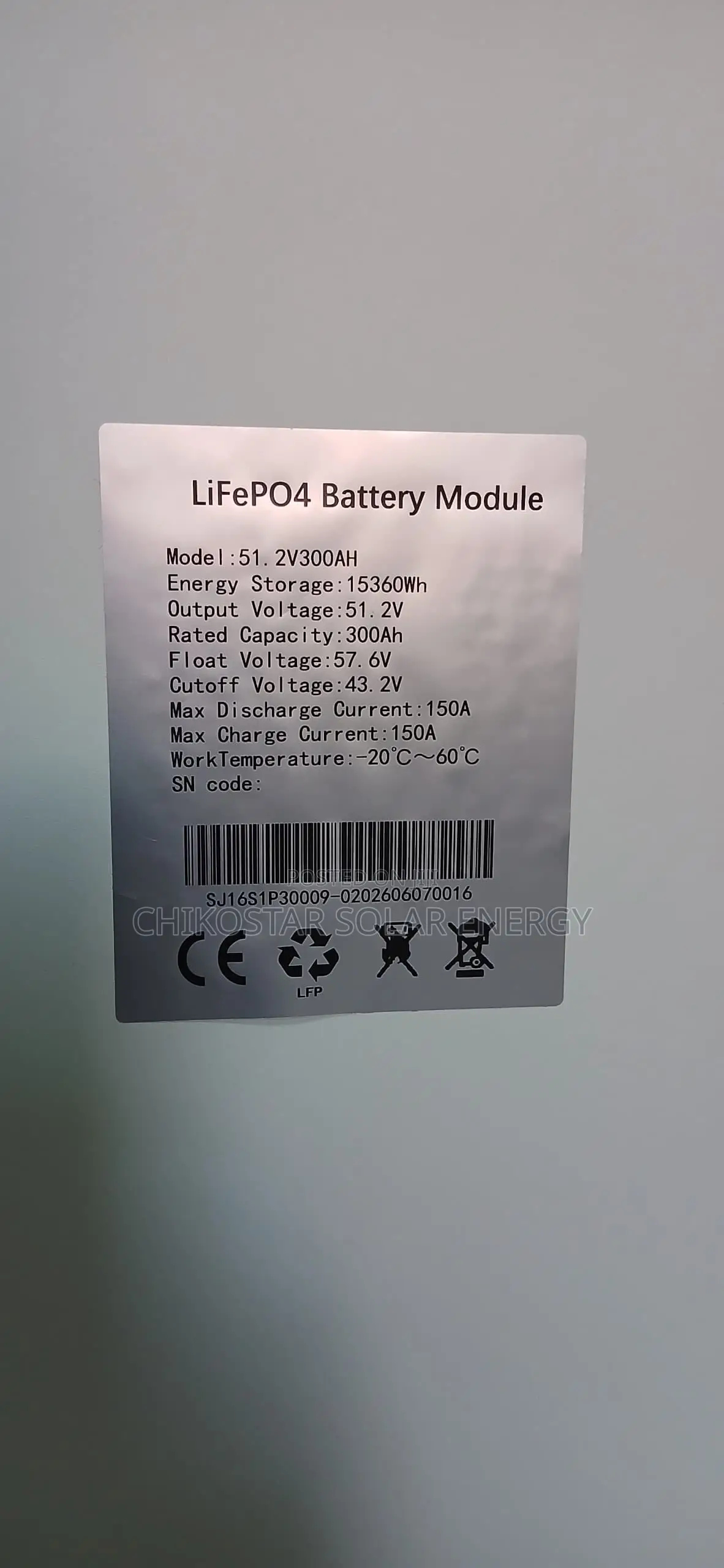 Solaco Energy 15kWh 51.2V 300Ah LiFePO4 Lithium Battery