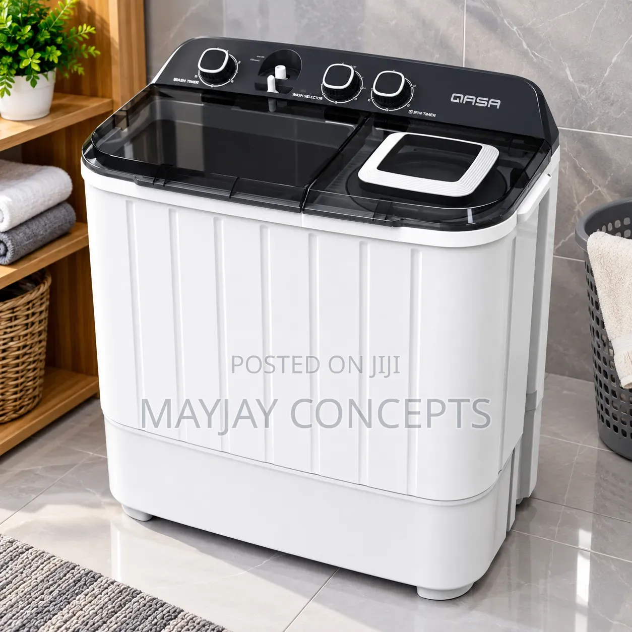 Qasa 7.6kg Double Semi Automatic Washing Machine and Dryer