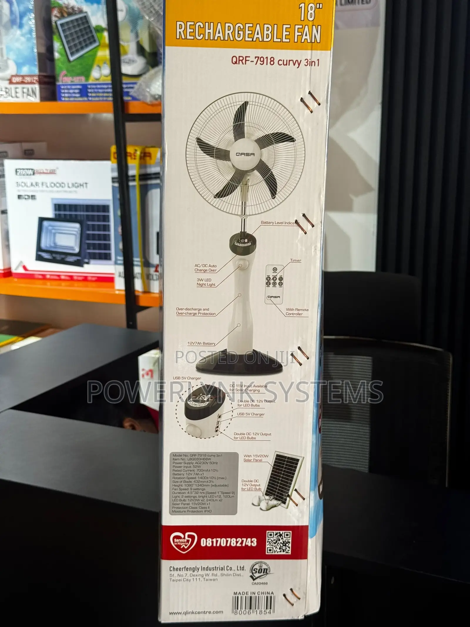 QASA CURVY 18-Inch 3-in-1 Rechargeable Fan