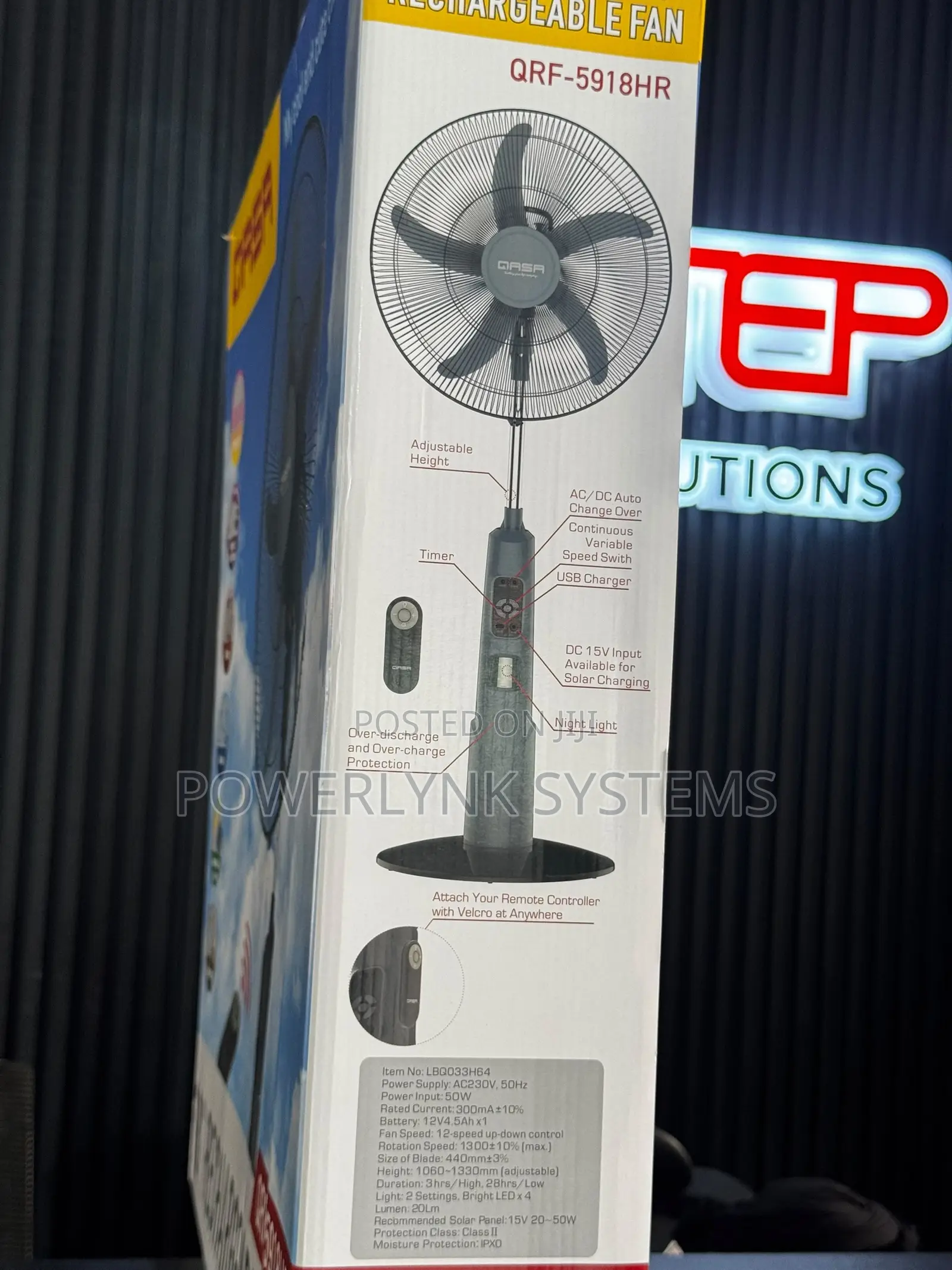QASA 18-Inch Rechargeable Fan
