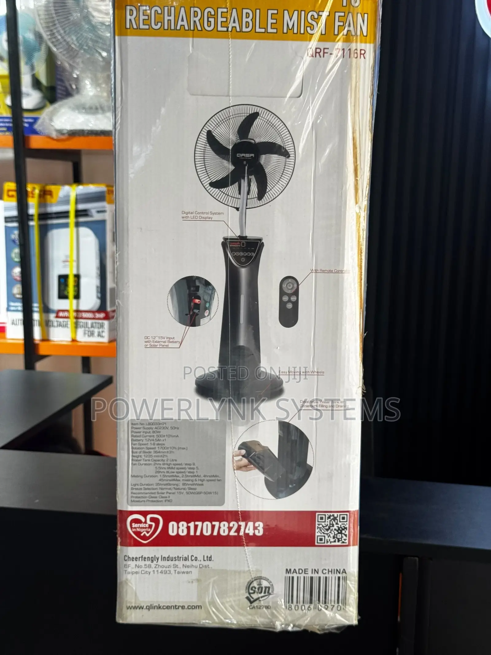 QASA 16-Inch Solar Mist Fan