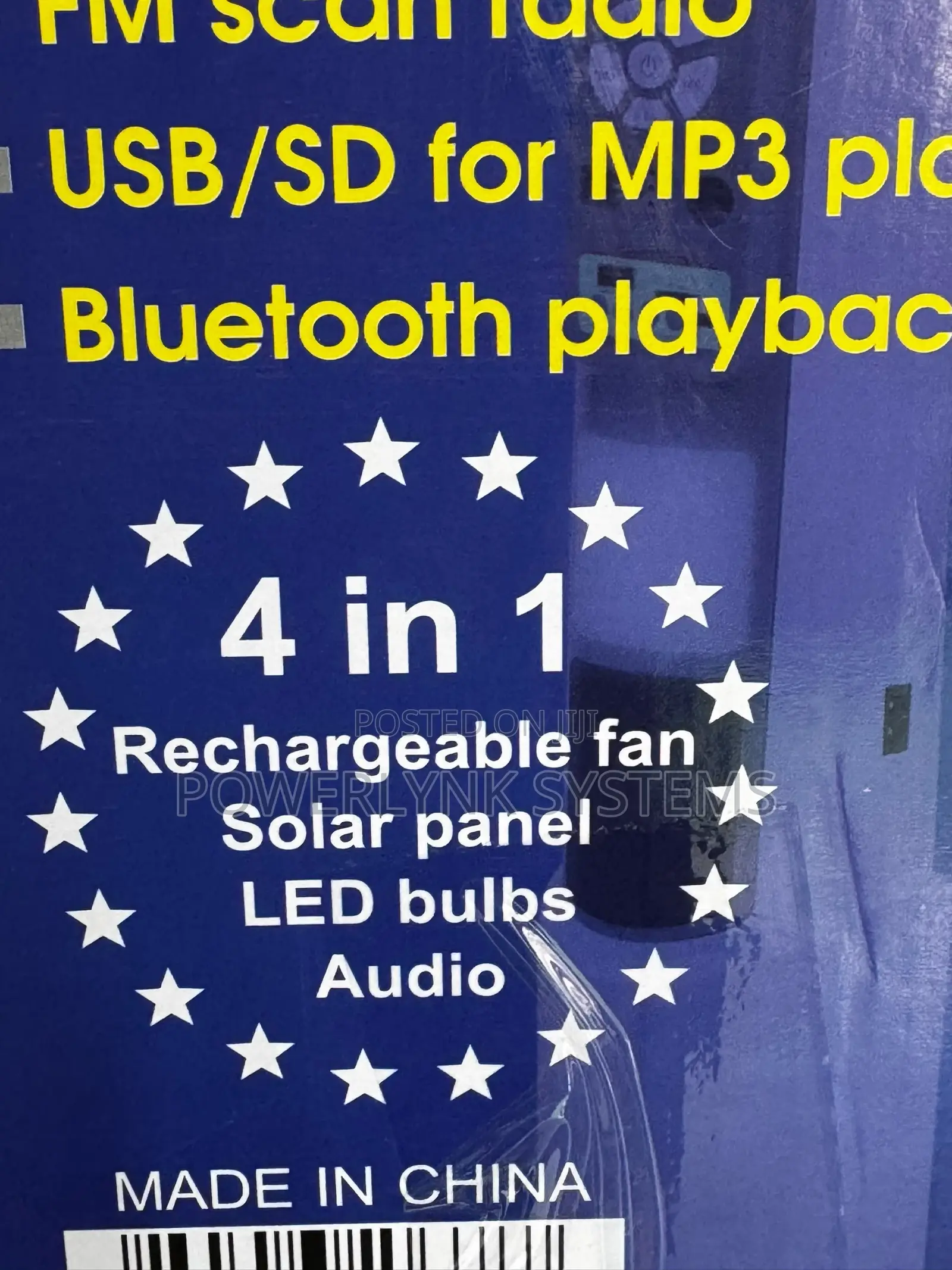 DURAVOLT 18-Inch 4-in-1 Solar Rechargeable Fan