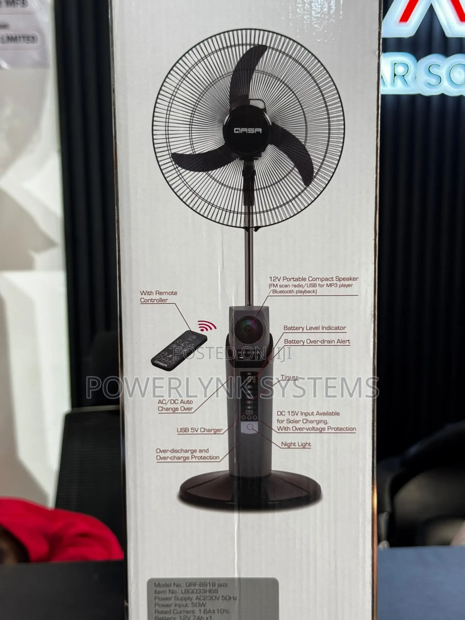 QASA 18-Inch JAZZ Rechargeable Fan