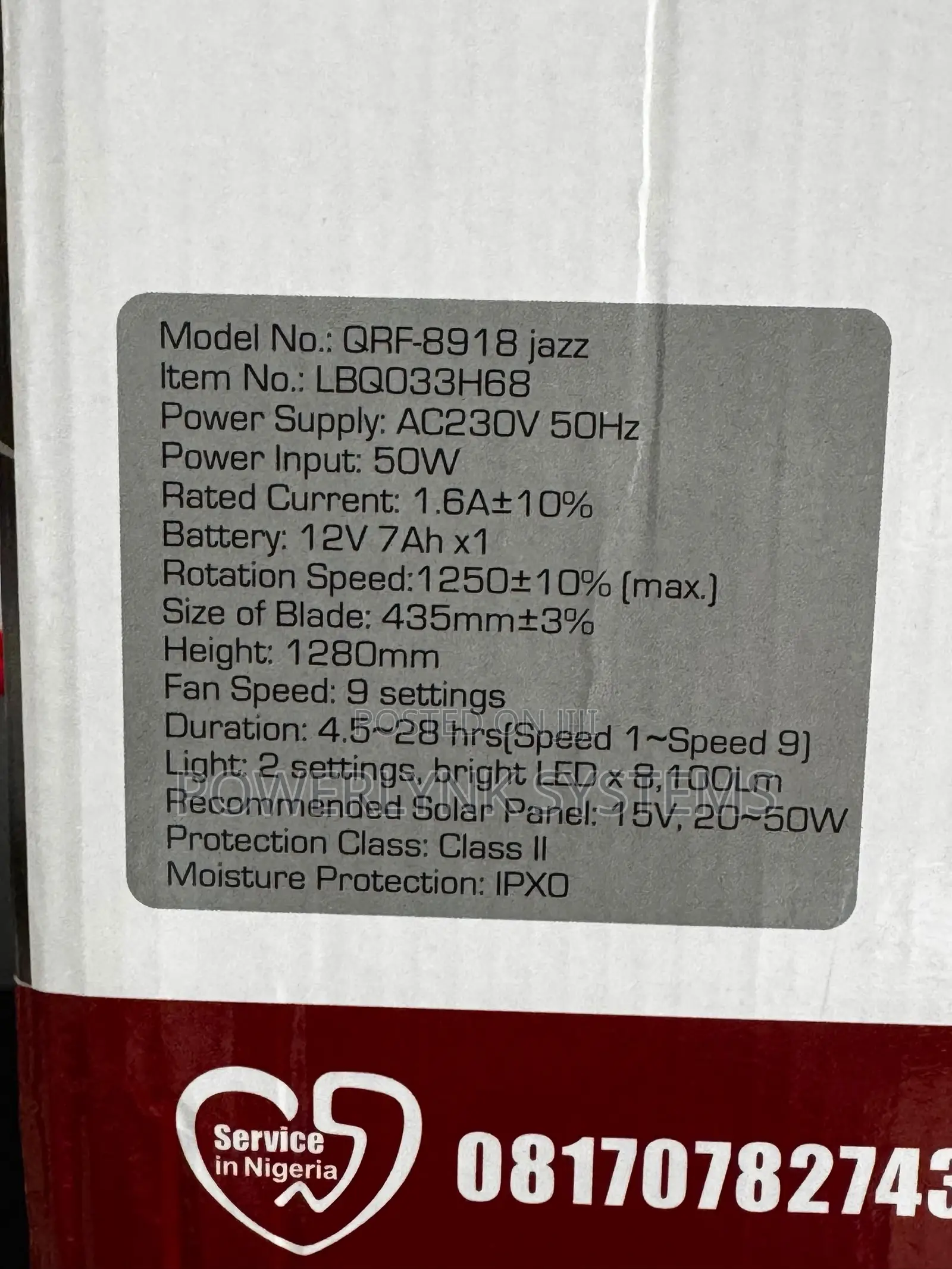 QASA 18-Inch JAZZ Rechargeable Fan