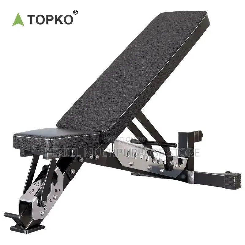 Commercial Adjustable Foldable Black Weightlifting Bench 32kg