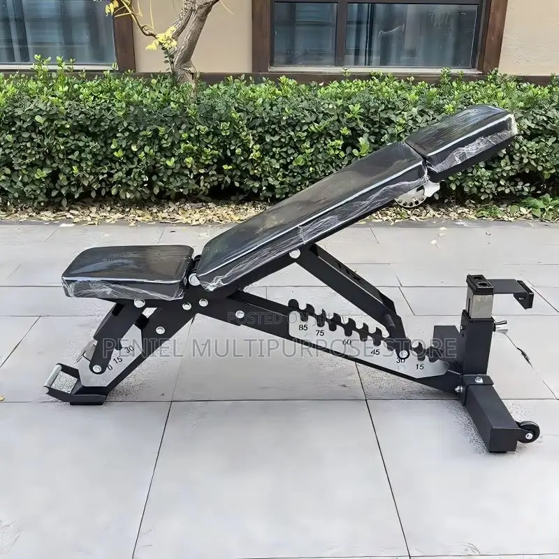 Commercial Adjustable Foldable Black Weightlifting Bench 32kg