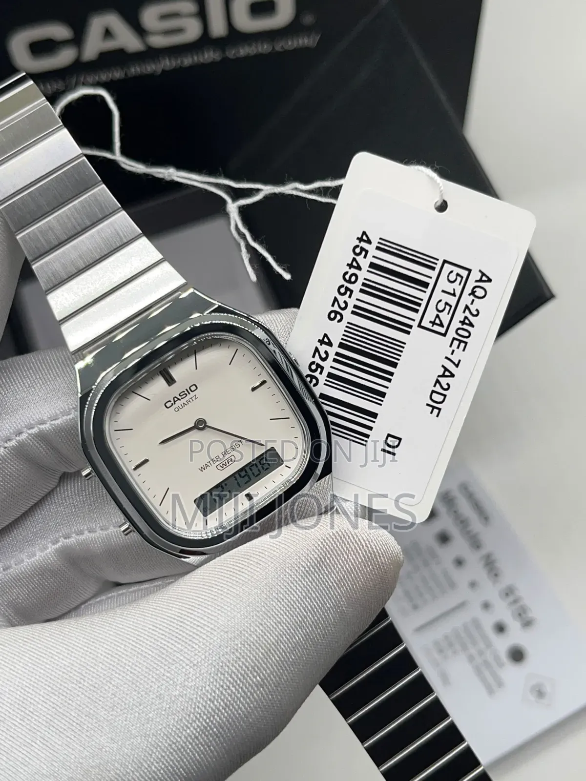 CASIO 5154 AQ-240E Silver Chain Watch - Analog + Digital + Waterproof*