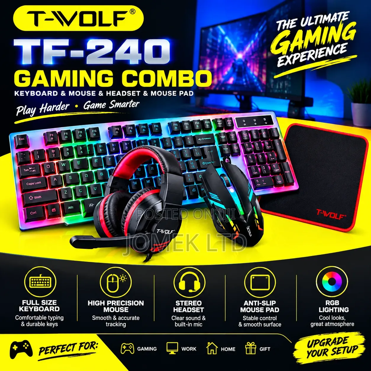 4-in-1 Gaming Combo, a Budget-Friendly Wired Bundle for PCs and Laptop