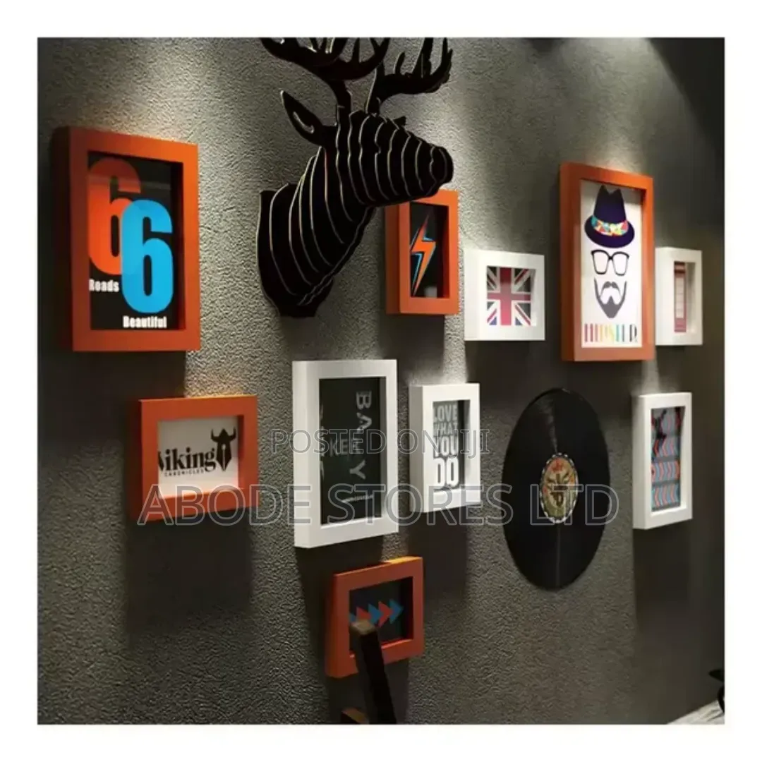 10 Pieces Dear Head Wood Photo Framed Wall Collage