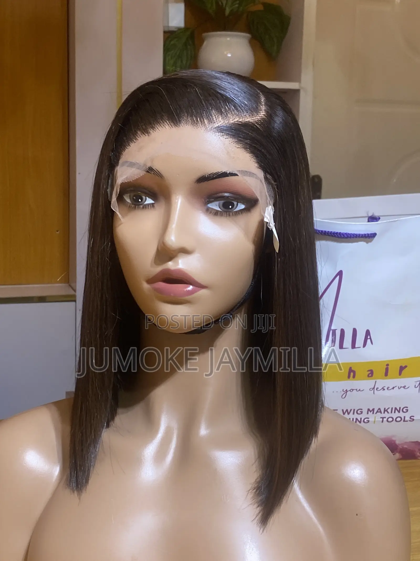 Chestnut Brown Bone Straight Wig - 10 Inches 5 by 5 Closure