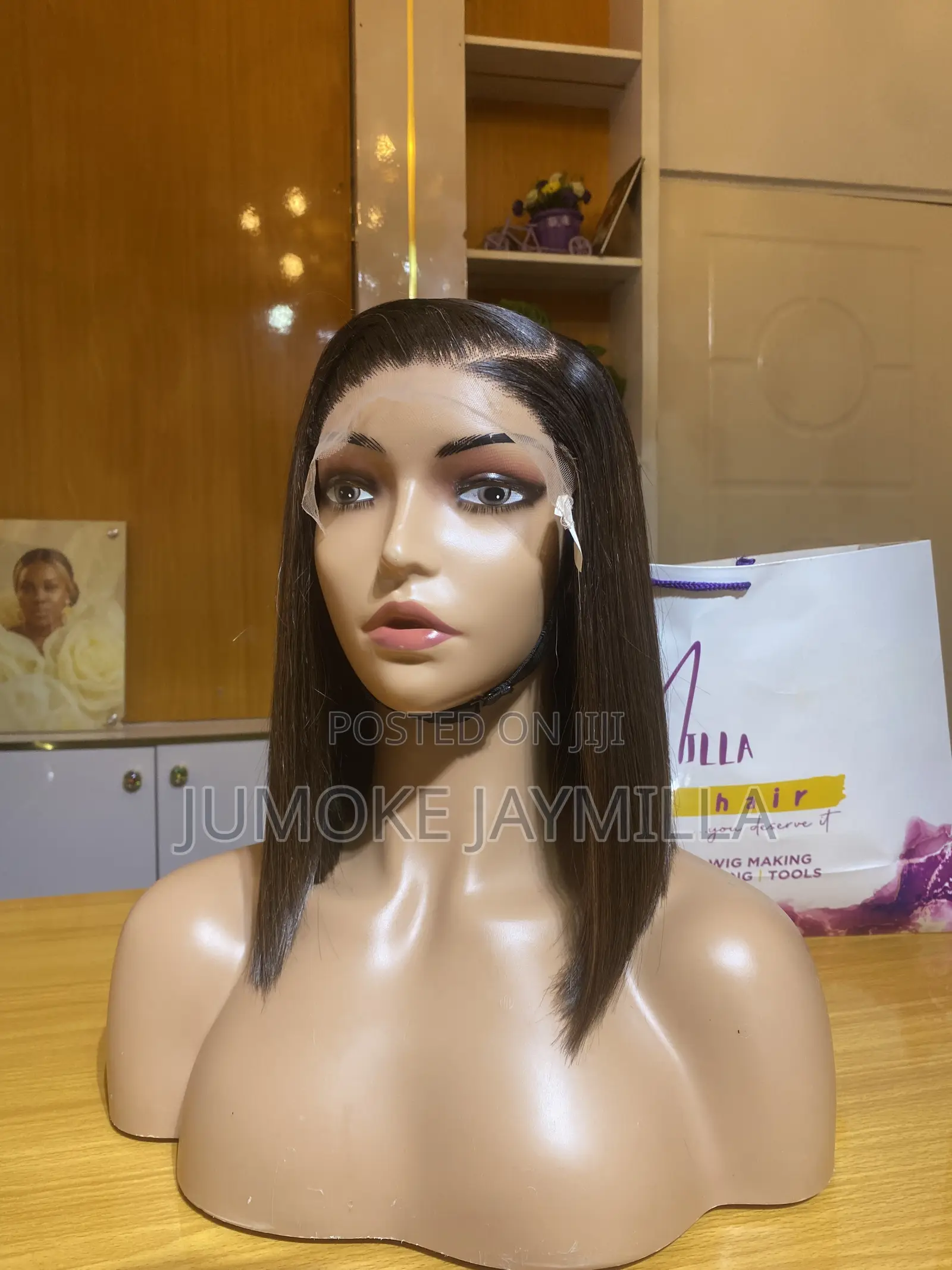 Chestnut Brown Bone Straight Wig - 10 Inches 5 by 5 Closure