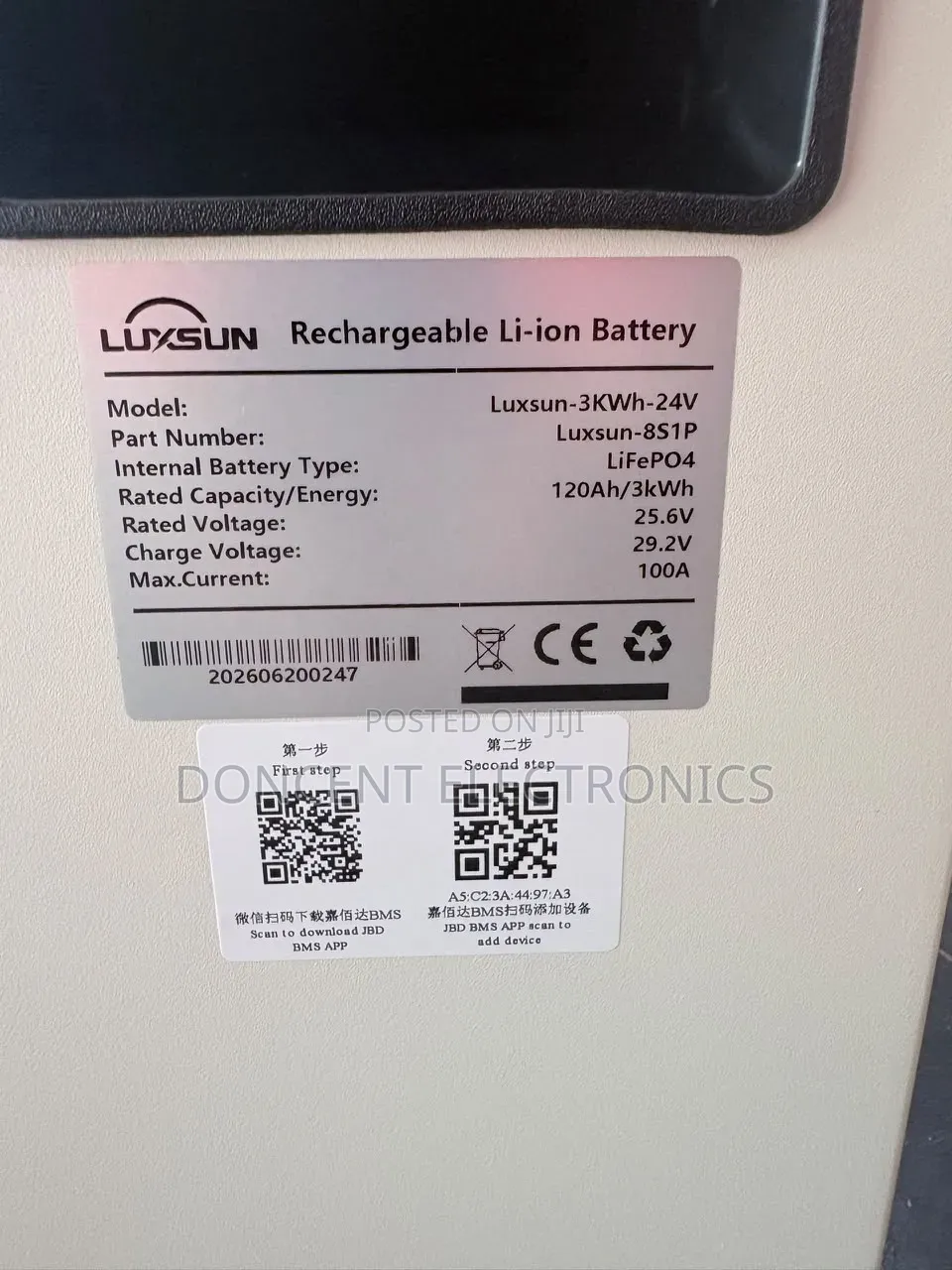 Luxsun 3kwh 24v Lithium Battery With Inbuilt Bluetooth Monitoring