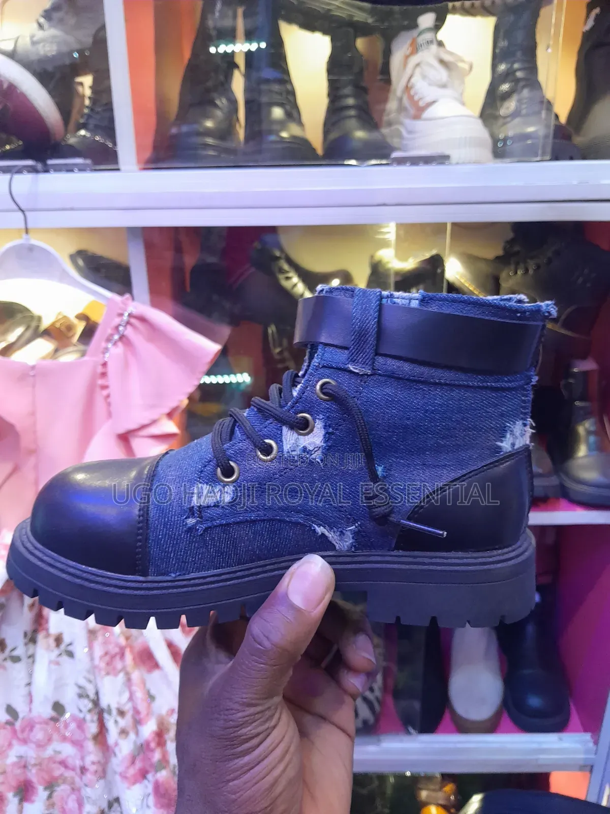 Trendy Ripped Denim Ankle Boots With Chunky Lug Sole