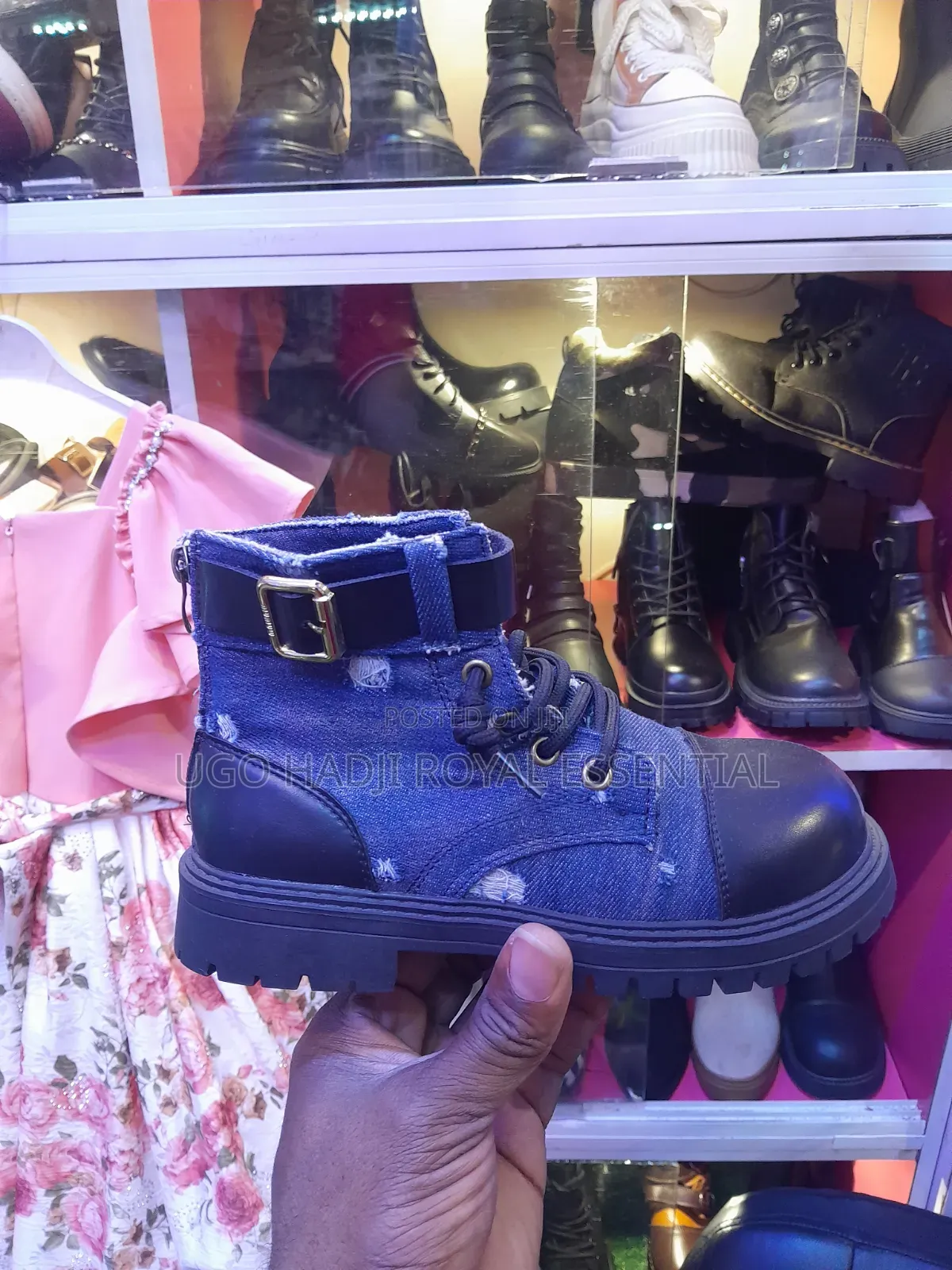 Trendy Ripped Denim Ankle Boots With Chunky Lug Sole