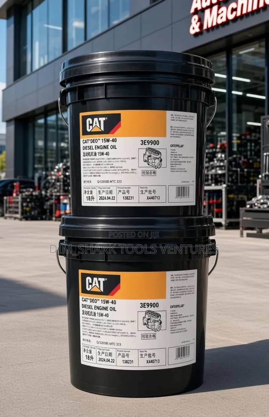 20L Pail of Cat DEO 15w-40 Diesel Engine Oil, a Heavy-Duty Lubricant