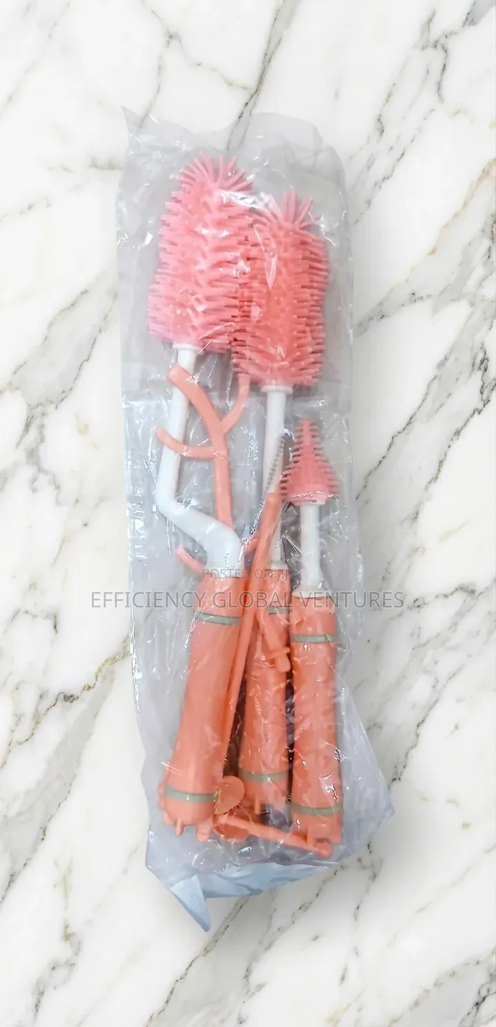 Silicone Baby Bottle Brush Set–Rotating Cleaner With Drying Rack Base