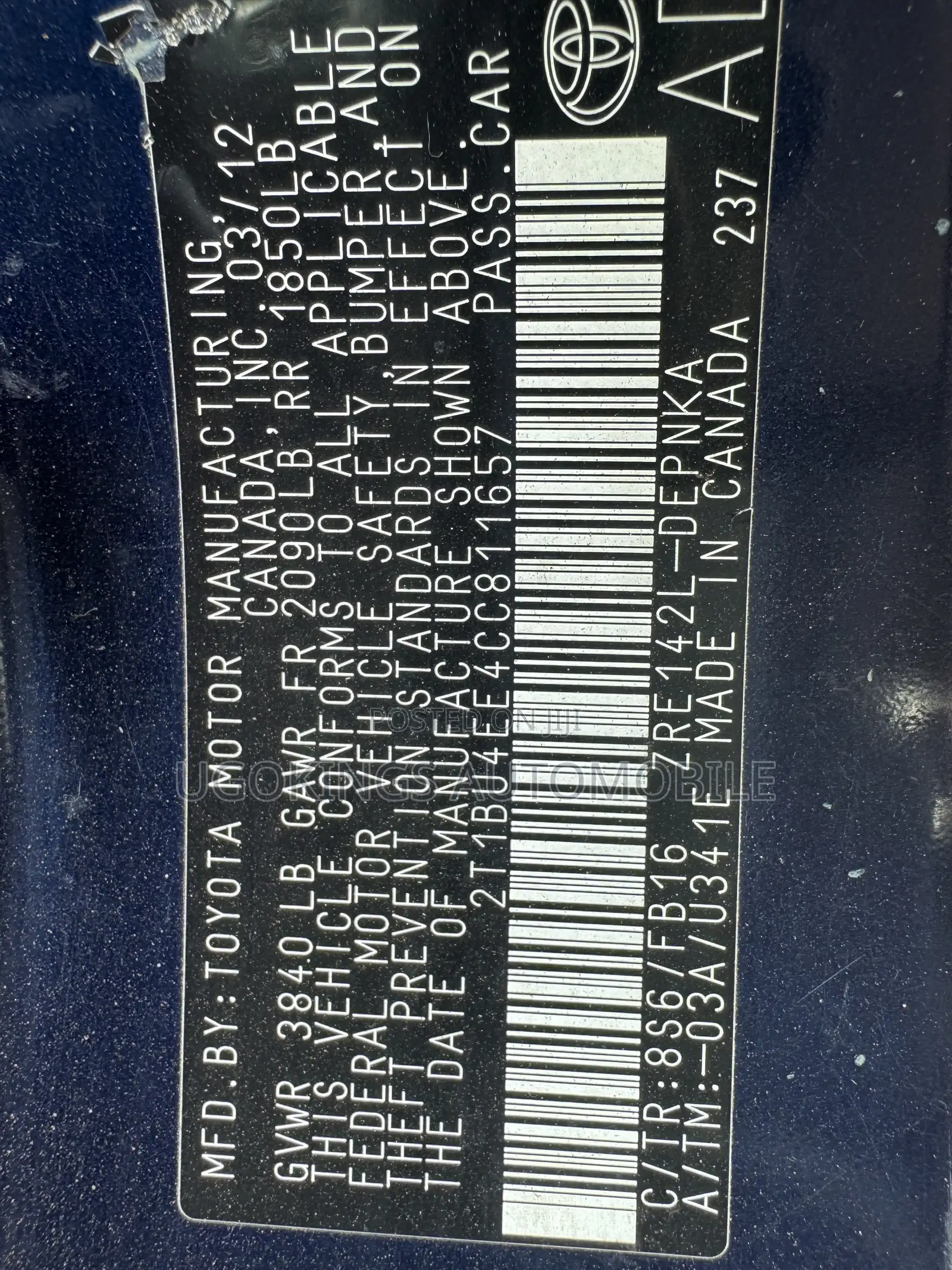 Toyota Corolla LE 4dr Sedan (1.8L 4cyl 4A) 2012 Blue