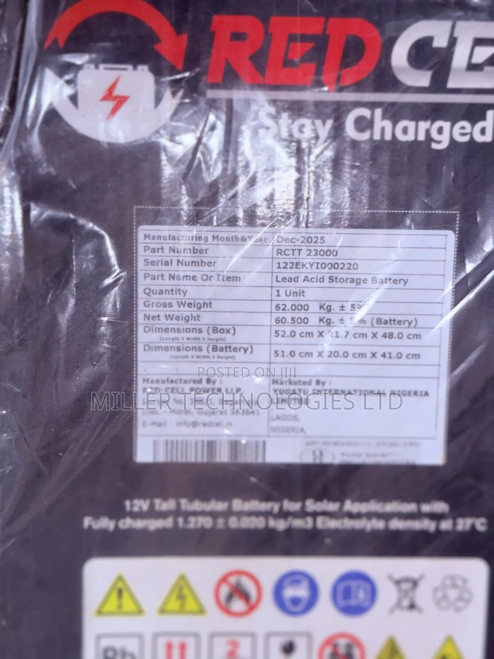 RCTT 23000 Red Cel 230Ah Deep Cycle Tubular Battery