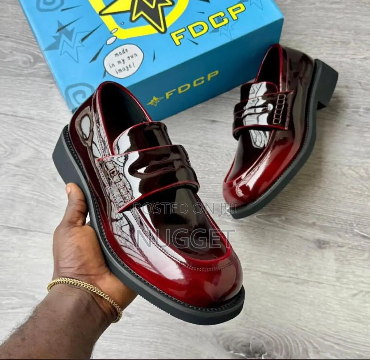 FDCP Glossy Leather Black Loafers .