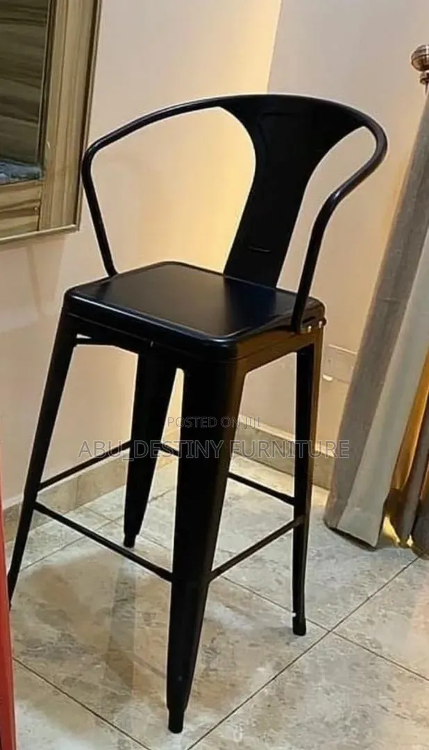 Industrial Metal Bar Stool With Armrest.