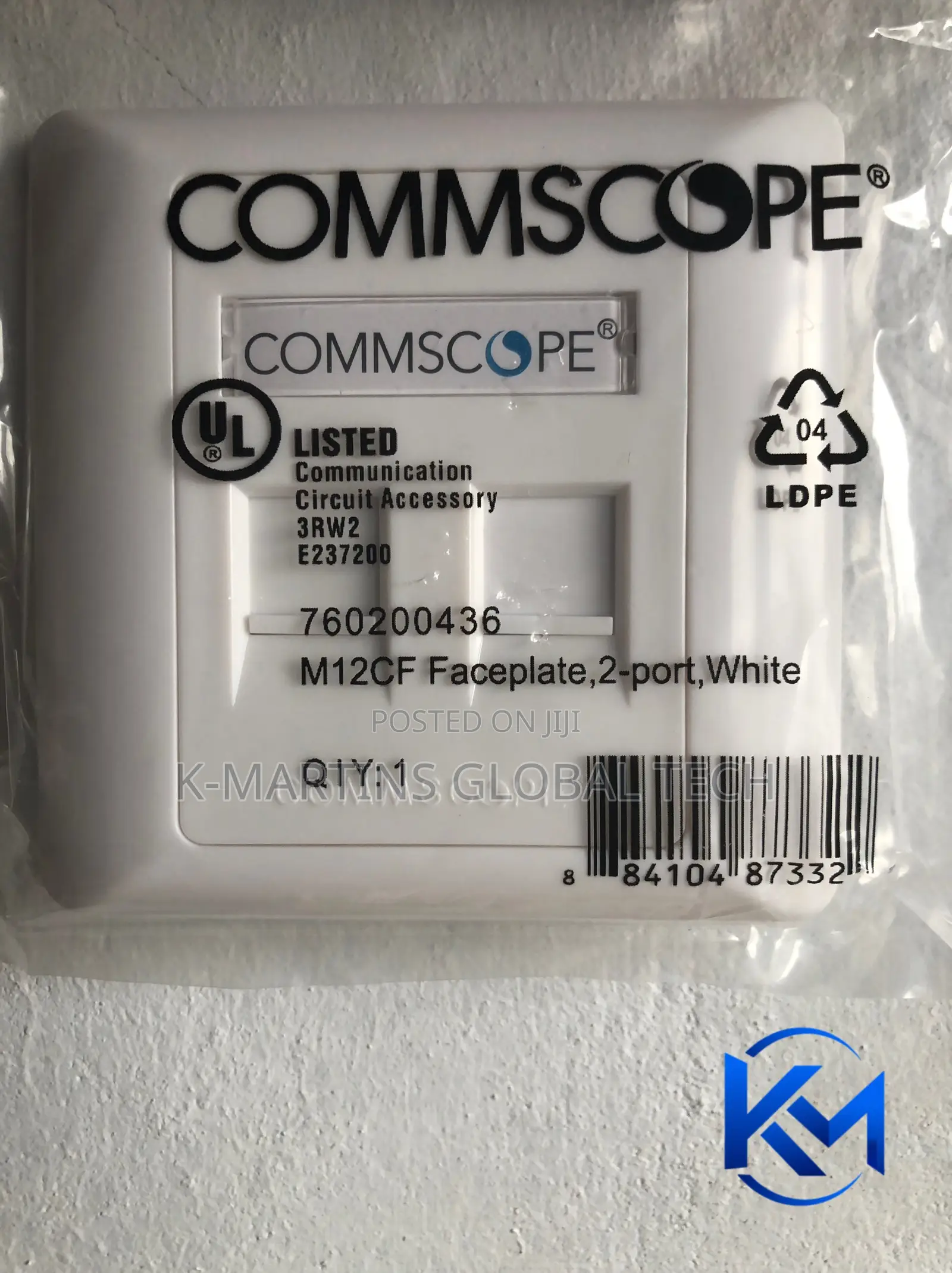 CommScope Single/Double Port Faceplate RJ45 Network Wall Outlet.
