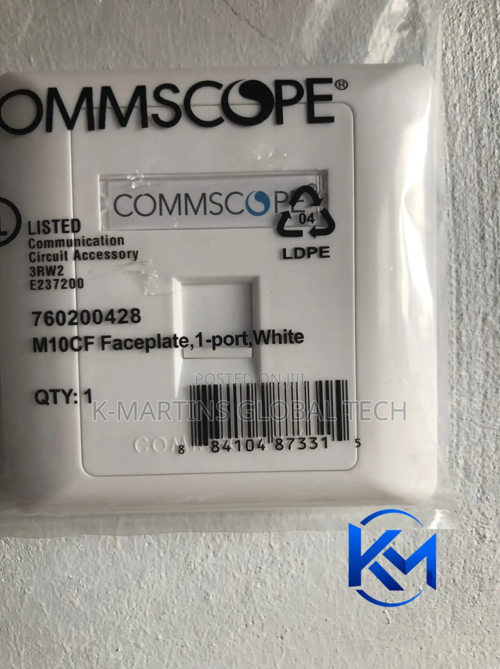 CommScope Single/Double Port Faceplate RJ45 Network Wall Outlet.