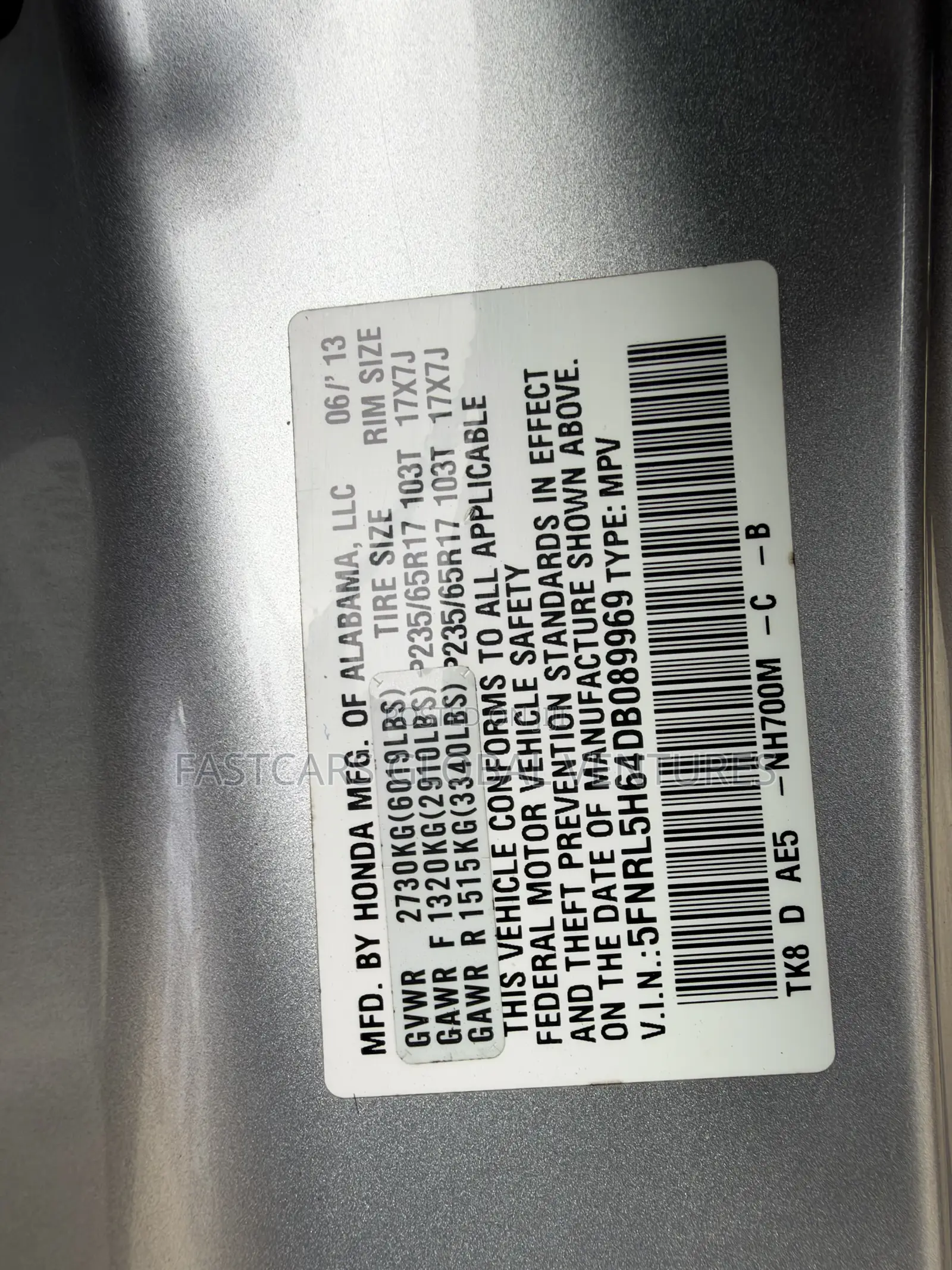 Honda Odyssey Touring 2013 Silver