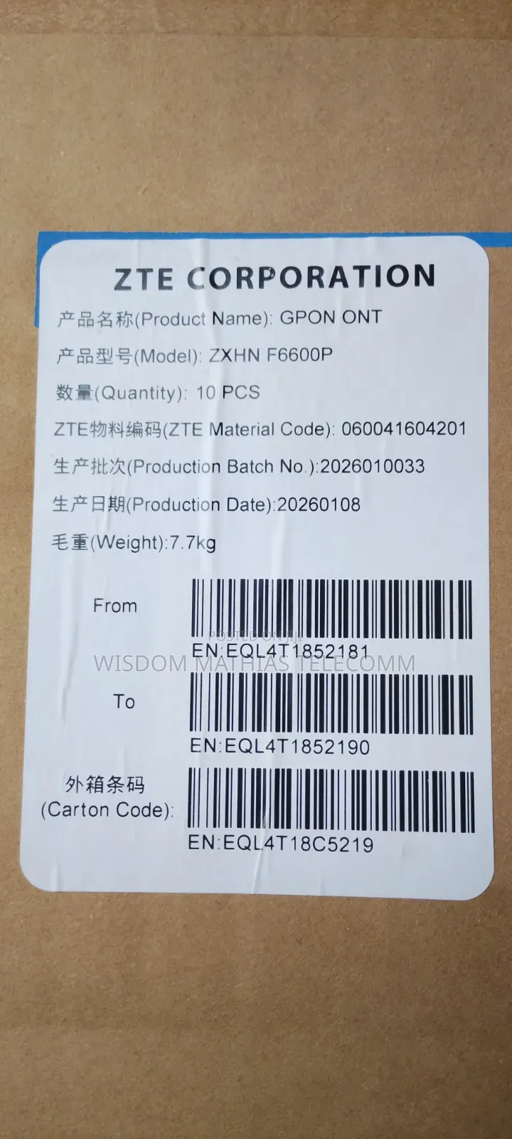 ZXHN F6600p Wifi 6 Ax3000 Gpon Ont Fiber Router