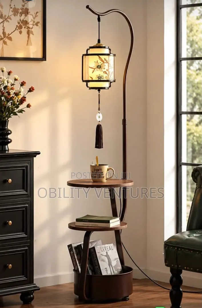 Luxury Modern LED Floor Lamp With Side Table