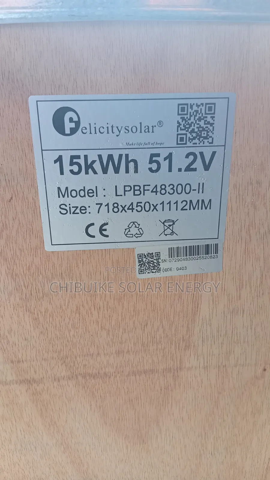 Felicity Solar Battery 15kwh/48v