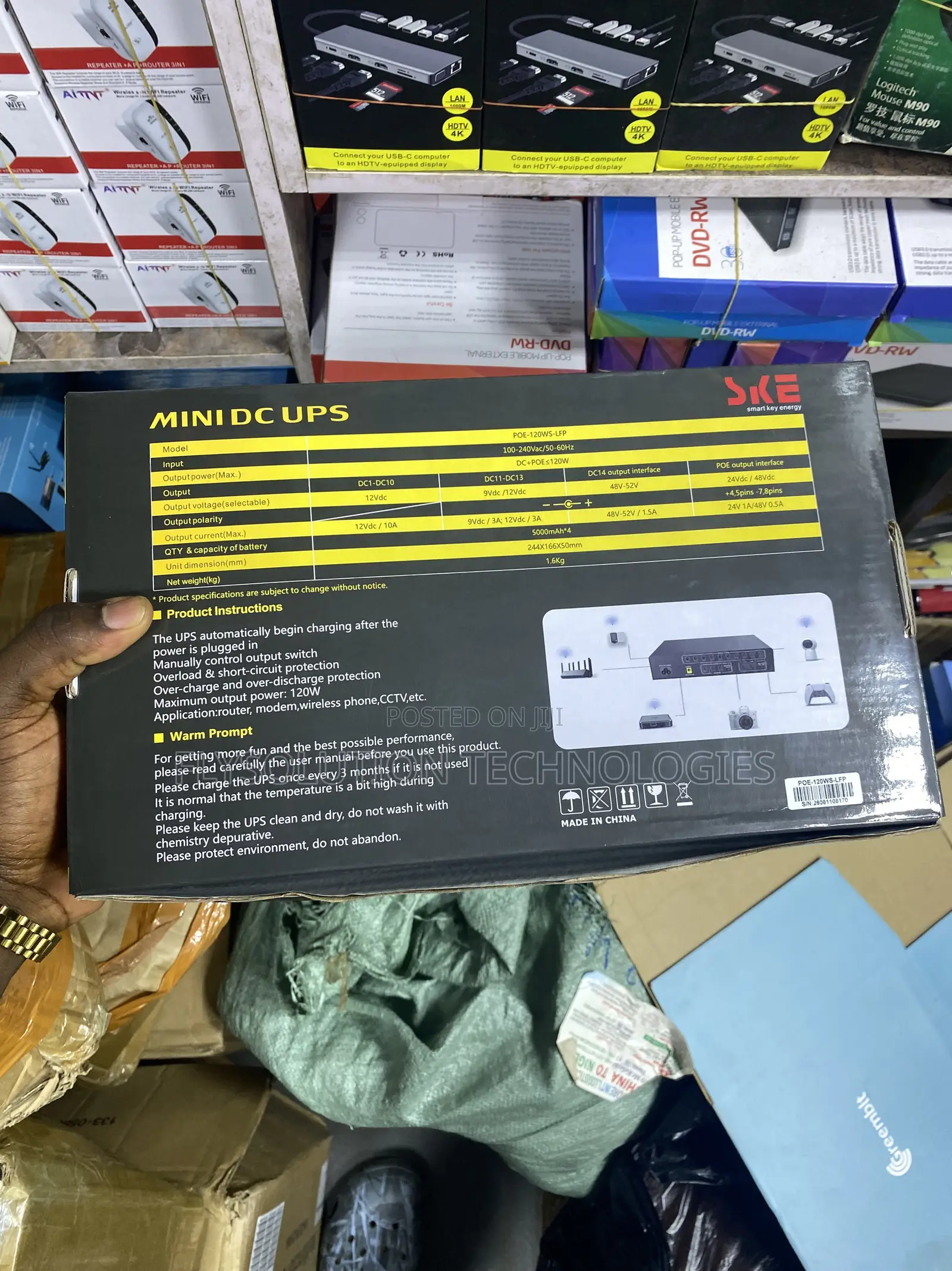 20,000mah SKE Smart Key Energy POE-120WS-LFP Mini DC UPS