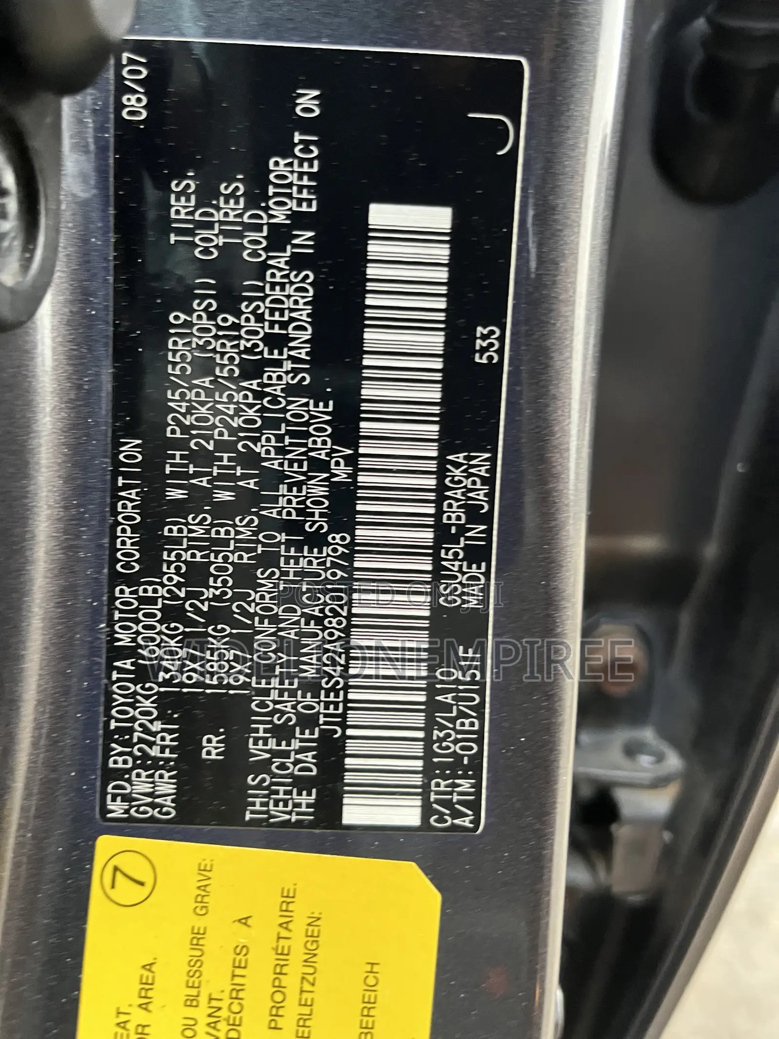 Toyota Highlander 4x4 2008 Gray