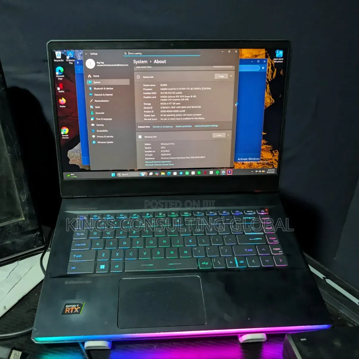 Laptop MSI GE66 Raider 10SGS 16GB Intel Core i7 SSD 500GB