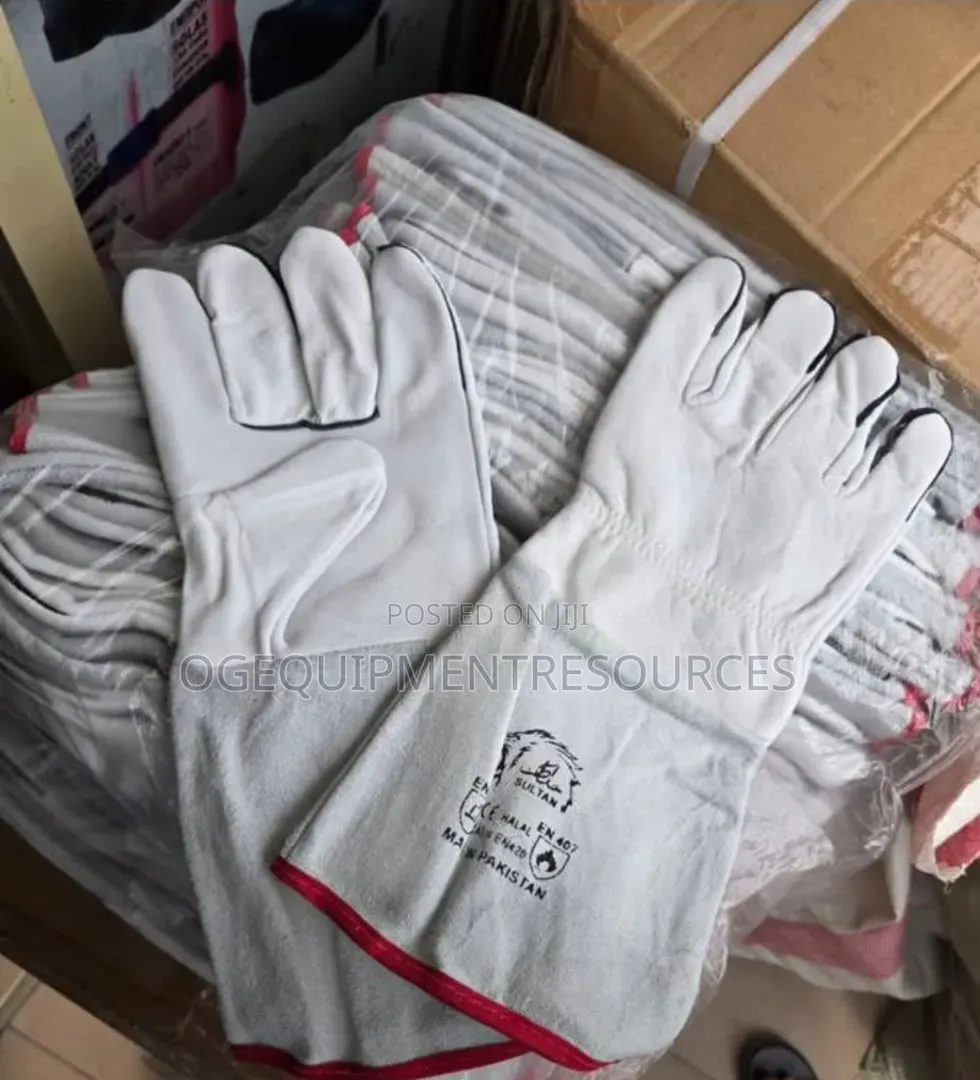 White Leather Argon Welding Gloves.