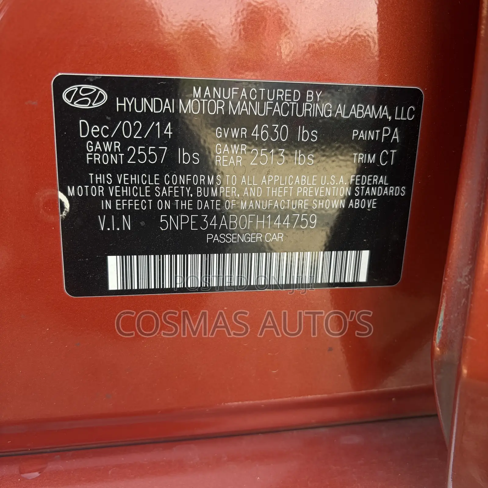 Hyundai Sonata Sport 2.0T 4dr Sedan (2.0L 4cyl Turbo 6A) 2015 Maroon