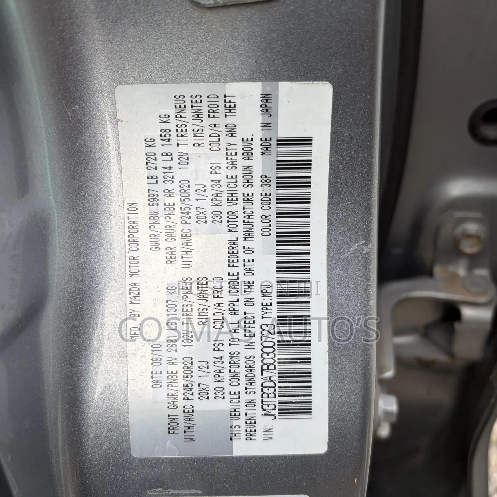 Mazda CX-9 Sport 2011 Silver