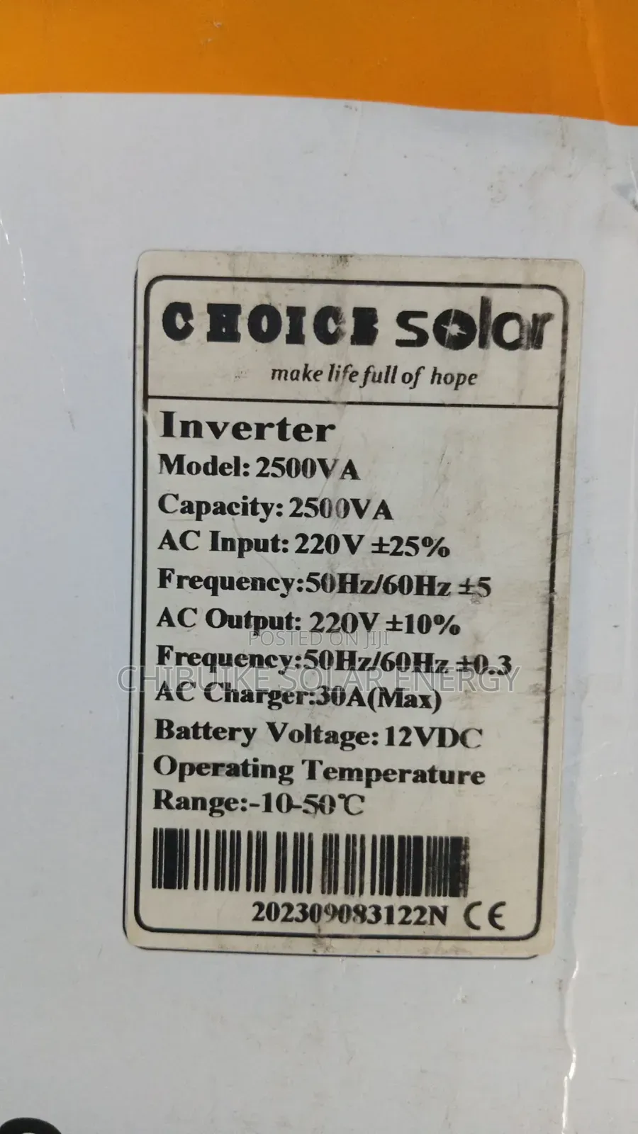 Choice Solar Inverter 2.5kva/12v