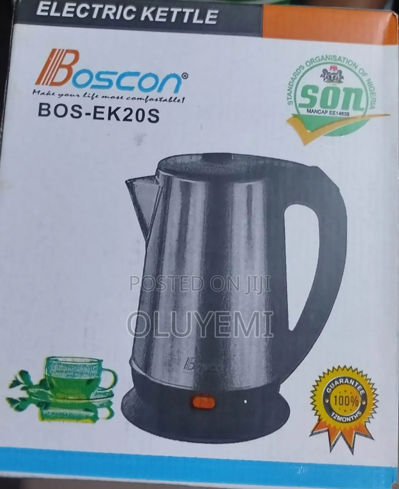 Boscon 2L Stainless Steel Electric Kettle (BOS-EK20S) - Brand New