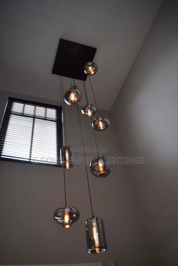 Modern Luxury Multi-Pendant LED Chandelier – Smoke Glass Hanging Light