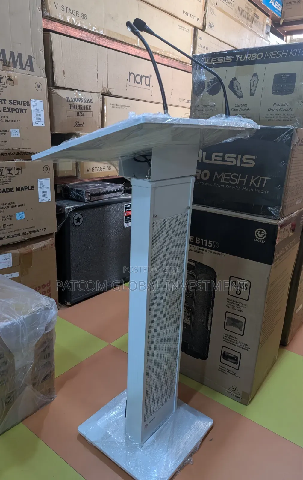 White Audio Pulpit or Podium With Speaker