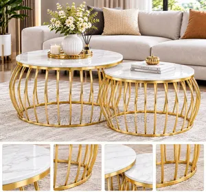 Real Marble Nesting Center Table With Black Legs
T. S