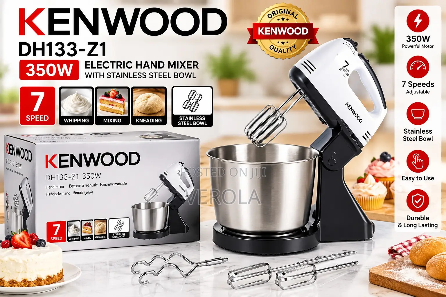 Kenwood DH133-Z1 350W Mixer With Stainless Bowl 7 Speeds